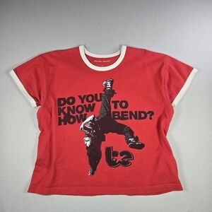Billie Eilish "Do You Know How To Bend?" Red Ringer Tee - Size Small